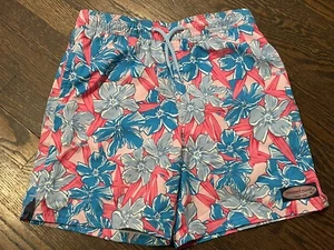 Boy Vineyard Vines Blue Pink Floral Swim Shorts Bathing Suit Youth Medium 12-14 - Picture 1 of 4