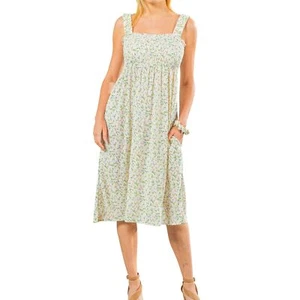 Womens Summer Dress, Beach Outfit Sleeveless Dress with Pocket, Square Neck F... - Picture 1 of 9