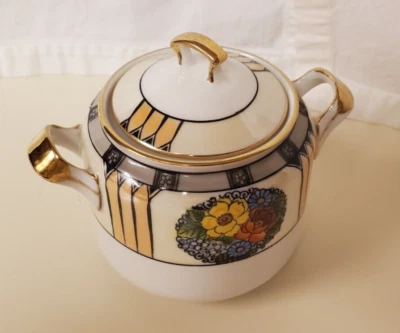 Vintage Noritake Dec Double Handle Sugar Bowl & Lid w/Floral Design No Spoon - Image 1 of 4
