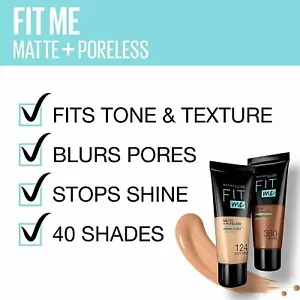 Maybelline Fit Me Matte & Poreless Foundation 30ml - All Shades Available - Picture 1 of 12