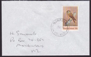 NORFOLK IS 1995 30c Owl on cover to New Zealand.............................6505 - Picture 1 of 1