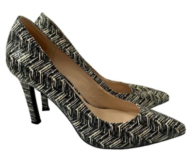 Nine West Women's Seespoto Black White Heels Size 8 - Image 1 of 4