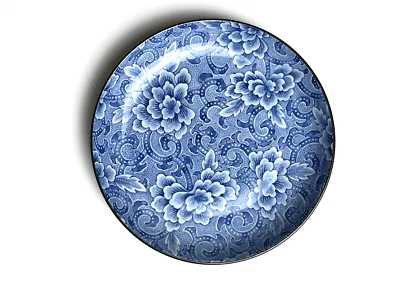 Japanese Porcelain Plate Dish Vintage Blue Sometsuke Flower Design Round 6” EUC - Image 1 of 4