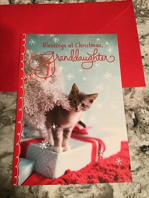 Tarjeta de felicitación religiosa grande Bendiciones de nieta en Navidad 5,5”x8” Foto 1 de 4