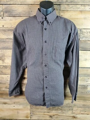 Van Heusen Button Down Shirt Large 16-16 1/2 Brown Purple Chest 48" Length 28.5" - Image 1 of 4