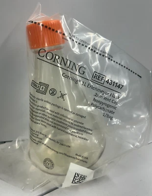 Corning 431147 1L Erlenmeyer Flask Sterile with Vent Cap New - Image 1 of 4