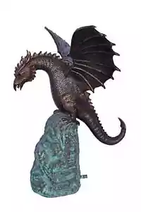 Majestic Bronze Dragon Fountain Statue, Modern Garden Sculpture 23"Lx 18"Wx 23"H - Picture 1 of 13