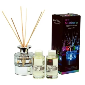 LED Lighted clear Round Glass Reed Fragrance Diffuser Bergamot 110ml PV9000L - Picture 1 of 5