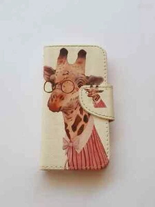Etui Coque Housse Portefeuille Rabat Cuir Girafe iPhone 5 iPhone 5s iPhone SE - Photo 1 sur 3
