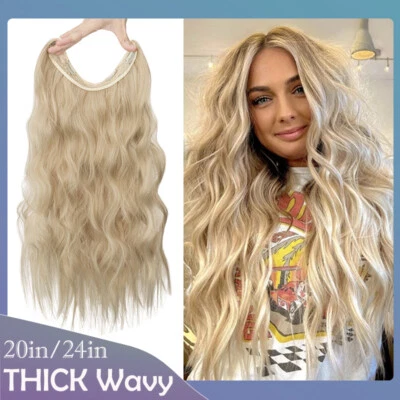 Miracle Ring Wire In Hair 100% Real Thick Hair Extension Elastic Band with Clips - Image 1 of 4