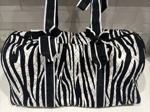 Belvah quilted black & white zebra print duffel bag black pink purple BS1100 gym - Picture 1 of 8