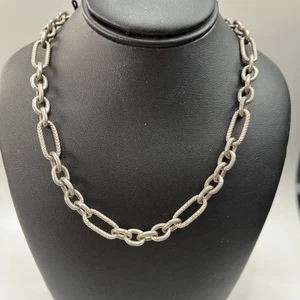 Sterling Silber 925 schwer strukturiert Rolo Kette Halskette 20" Zoll   - Bild 1 von 4