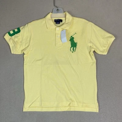 Polo Ralph Lauren Polo Shirt Boys M 10/12 Yellow Big Pony Knit Short Sleeve 3 - Image 1 of 4