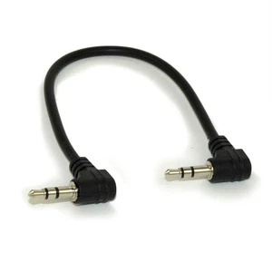 6inch DOUBLE ANGLED 3.5mm Mini Stereo TRS Male to Male Speaker Cable - Picture 1 of 3