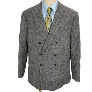 J.Crew Kenmare Blazer Men 48R Gray Magee Donegal  Tweed Double Breasted Jacket - Picture 1 of 12