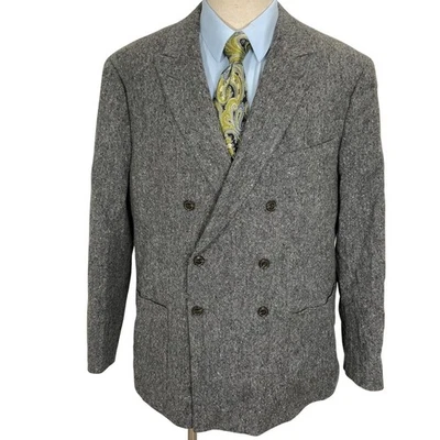 J.Crew Kenmare Blazer Men 48R Gray Magee Donegal  Tweed Double Breasted Jacket - Image 1 of 4