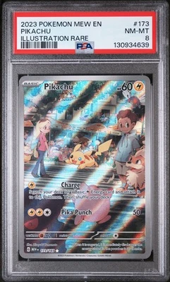 2023 Pokémon Card MEW 151 EN Pikachu Illustration Rare #173 PSA 8 NM/M - Image 1 of 2