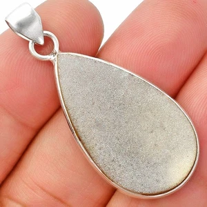 Snow White Druzy 925 Sterling Silver Pendant Jewelry P-1001 - Picture 1 of 5