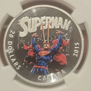 2015 CANADA $20 - SUPERMAN #28 - NGC PF69 UC - .999 SILVER COLORIZED COIN - Picture 1 of 3