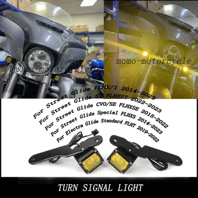 For Harley Street Glide CVO/SE FLHXSE 2015-2022 Pair Front LED Turn Signal Lamp - Image 1 of 4