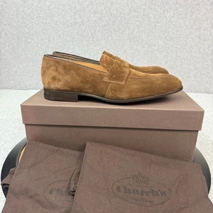 Church's Loafers Men's Size 8.5 US 7.5 UK Calf Suede Brown Dress Shoes Drayford - Picture 1 of 6