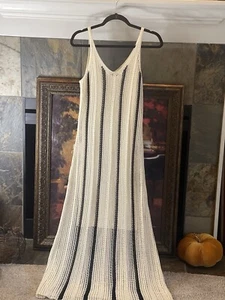 Crochet Lined Maxi Tank Dress Long Ivory Beach Size Small Brand :A New Day NWT - Picture 1 of 6