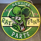 🔥NEW Ed Roth Rat Fink RF Hot Rod 8” Round Sign Mechanic ODD T-Bucket Muscle Car