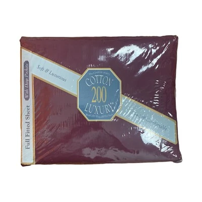 Sábana plana completa vintage Springs Industries algodón 200 lujo borgoña EE. UU. NOS Foto 1 de 4