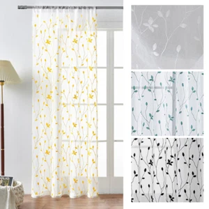 Translucent Window Screens Leaf Print Window Curtains Home Decor Home Textiles - Picture 1 of 22