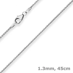 Collar De Cadena Trenzada De Oro 1,3Mm De 585 Oro Blanco 45Cm - Imagen 1 de 3