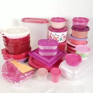 Tupperware Konvolut Behälter Schüsseln Teller Deckel rosa EUC - Ausverkauf!!! - Bild 1 von 15