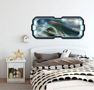 SpaceScape Saturn & Monde 1 Raumschiff 3D Fenster Wandtattoo Vinyl Wandaufkleber - Bild 1 von 3
