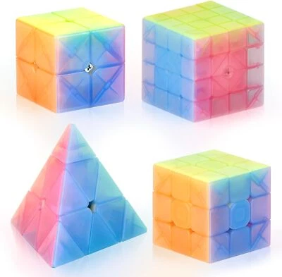 ROXENDA Speed Cube Set, 2X2 3X3 4X4 Pyramidenwürfel Aufkleberlos Fast Cube mit Inst