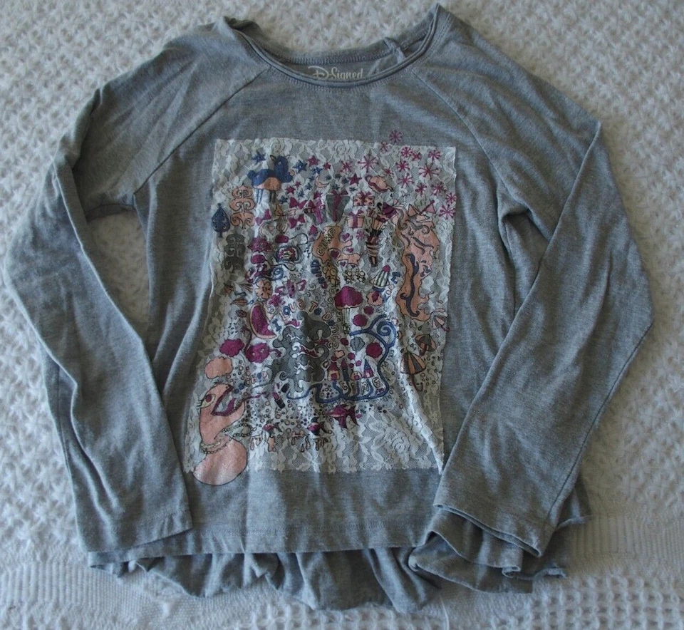 Camisa Disney D-Firmada L 10 12 Niñas Gris Manga Larga En muy buen estado Baile Volantes Encaje Pájaro Foto 1 de 1