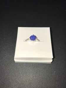 Genuine Lapis Quartz Womens Ring Size 9 Sterling Silver Plated .925 - Picture 1 of 5