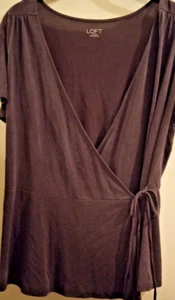 The Loft Wrap Blouse, Tie at Waist Plum Colored, Size L, NWOT-Gorgeous & Soft - Picture 1 of 6