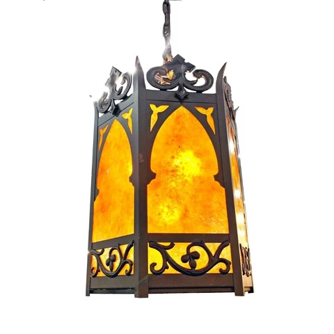 Vintage Gothic Church Pendant Mica Shades Light Fixture Cover