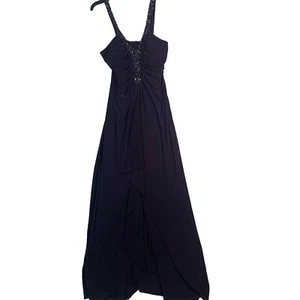 Vestido largo de noche con cuentas negras para mujer JS BOUTIQUE talla 6 - Imagen 1 de 12