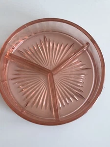 Vintage Depression Pink Glass Divided Candy/Nut Dish Starburst 3 part - Picture 1 of 2