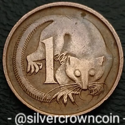 Australia 1 Cent 1972. KM#62. One Penny coin. Feather-tailed Glider. Animals.  - Image 1 of 4
