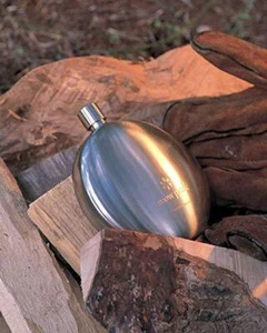 Snow Peak Titanium Round Skittle T-015 Curved Flask Silver Made in Japan