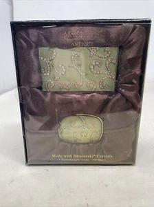 Argento SC Swarovski Crystal Enamel Business Card Holder And Pillbox New Green - Picture 1 of 5