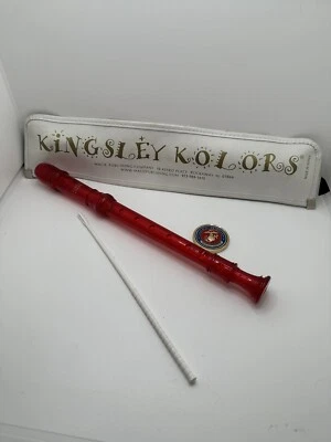 Kingsley Kolors 录像机学校乐队乐器 带盒 红色 酷 可爱 — 第 1/2 张图片