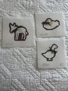 AT Christmas Handpainted Needlepoint Canvas Only Duck Goose Donkey Bell Set Of 3 - Picture 1 of 9