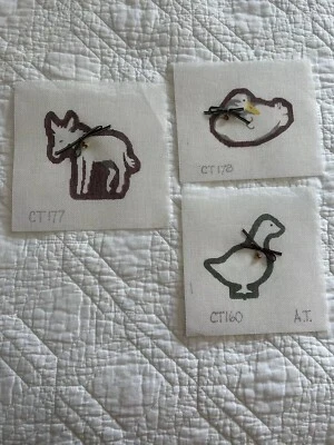 AT Christmas Handpainted Needlepoint Canvas Only Duck Goose Donkey Bell Set Of 3 - Image 1 of 4