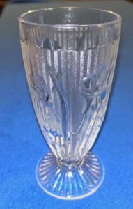 Jeannette Iris & Herringbone Clear Footed Tumbler Depression Glass 6 inches tall - Picture 1 of 8