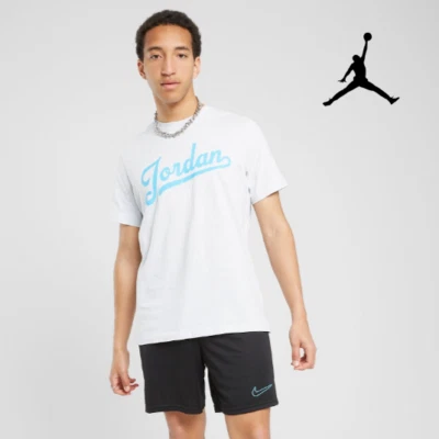 Мужская хлопковая футболка с коротким рукавом Jordan Flight MVP топ серый синий размер XL - Изображение 1 из 4