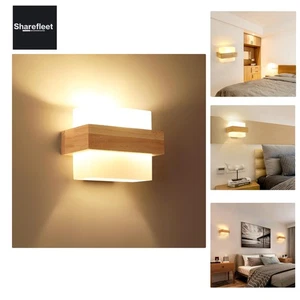 Holz Wandleuhte Innen, Vintage E27 Wandlampe Innen mit Glas Lampenshirm, Auf ... - Bild 1 von 11