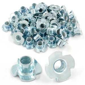 50 Pack T Nuts, 3/8 Inch 4 Pronged Zinc Plated Steel Tee Nuts Threaded Insert... - Picture 1 of 6
