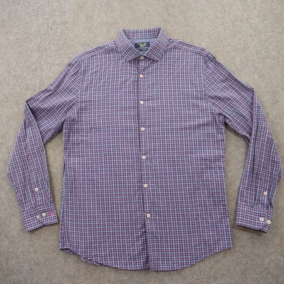 Penguin Shirt Mens 16 Purple 34/35 Button Up Checks Long Sleeve Logo Dress - Image 1 of 4